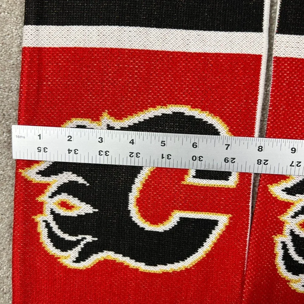 Reebok Unisex OSFM‎ Red White Fringe Calgary Flames Ice Hockey NHL Scarf NWT